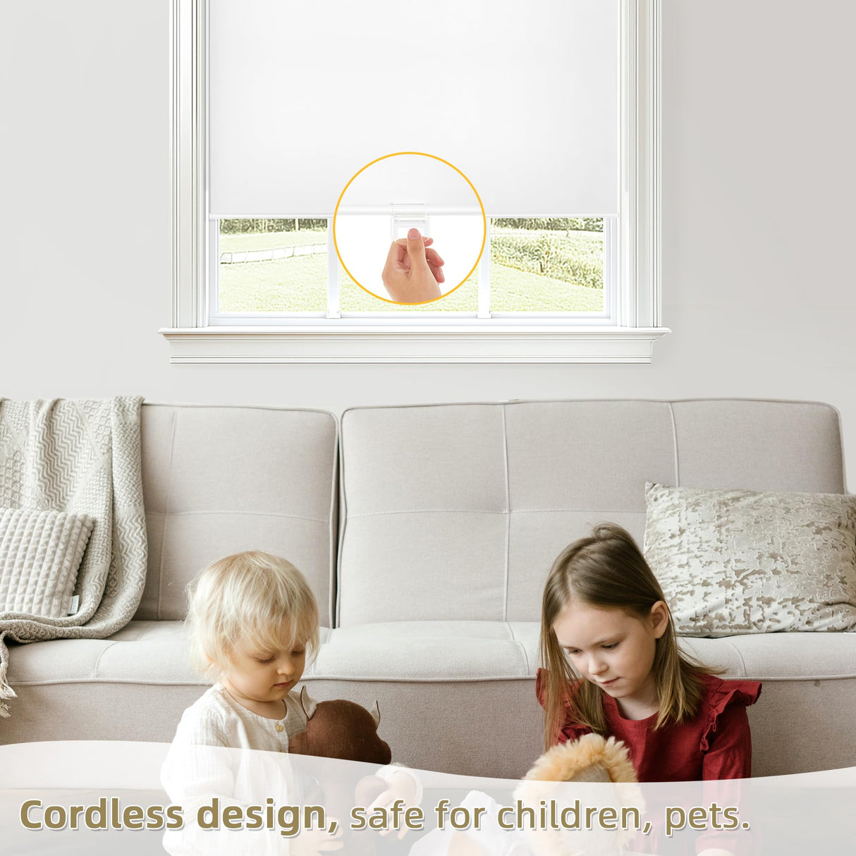 ChrisDowa Cordless Blackout Roller Shades for Windows, Thermal Insulated UV Protection Pull Down Shades, Total Blackout Window Blinds for Home, Office, Bedroom, Door (35" W x 72" H, White) ChrisDowa