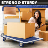 Upgraded Foldable Push Cart Dolly | 660 lbs. Capacity Moving Platform Hand Truck | Heavy Duty Space Saving Collapsible | Swivel Push Handle Flat Bed Wagon - Blue Lifetime Appliance Parts