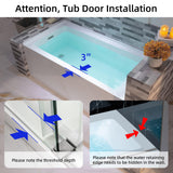 WOODBRIDGE 60" Acrylic Rectangular Alcove Soaking Bathtub in White with Left Drain, Brushed Nickel pop-up Drain Included, LB428-L WOODBRIDGE