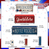 CroBlissful 4 Pcs Memorial Day Decorations Patriotic Tiered Tray Decorations 4th of July Table Sign Farmhouse Red White Blue Rustic Wood Block Stack Sign for Home Shelf Mantel(Firecrackers) CroBlissful