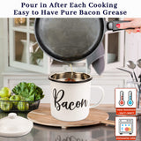 Bacon Grease Container with Strainer - With Food-Grade Silicone Spatula , 46oz Large Enamel Rustic Farmhouse Fat Container , Keeper , Recipes , Dishwasher Safe Ayerphalo