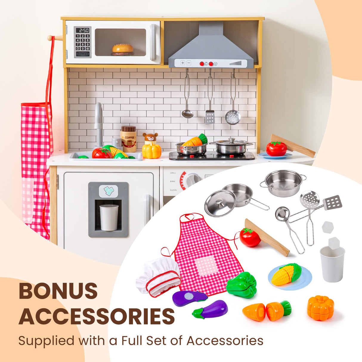 Tinysure Play Kitchen for Kids - Toy Kitchen Set for Toddlers with Realistic Lights and Sounds, Kids Kitchen Playset with Abundant Toy Food Set, Best Gift for Kids Ages 3+ TINYSURE