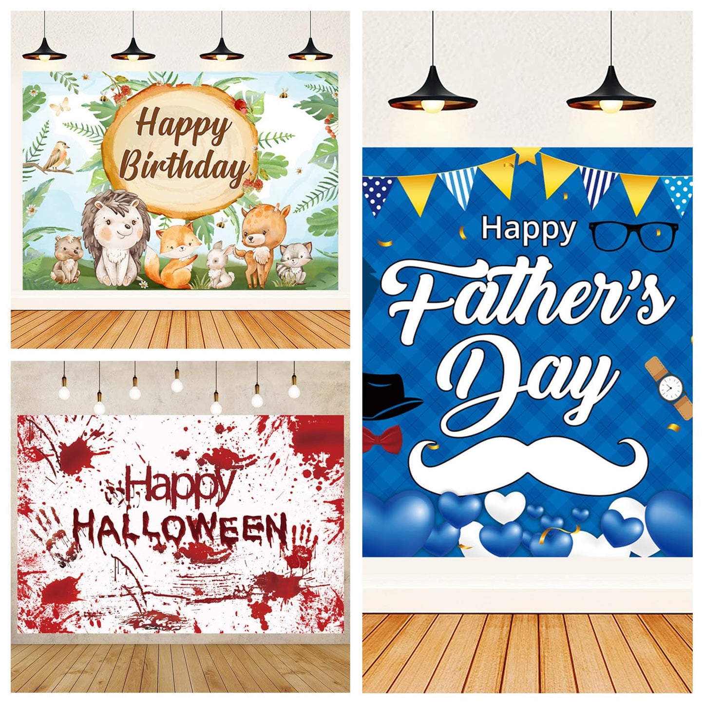 RHBLME 4 Pack Large Blank Banners to Decorate, 2 x 6 Feet White Banner with Hanging Rope for Birthday, Polyester Oxford Cloth Sublimation Banner for Halloween, Christmas, Easter, Weddings, etc