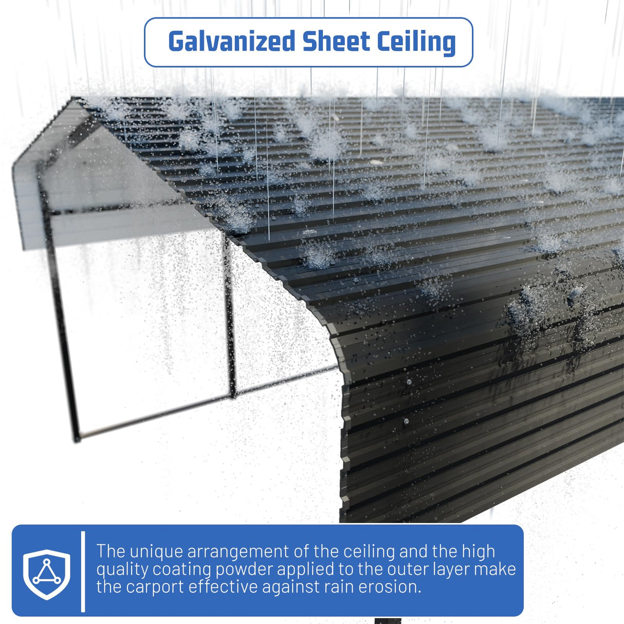 HEYTOWN Metal Carport 10 * 15 FT Heavy Duty Carport Canopy with Galvanized Steel Roof Multi-Use Shelter Outdoor Portable Garage for Car, Boat, Pickup and Tractor HEYTOWN