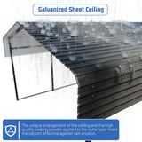 HEYTOWN Metal Carport 10 * 15 FT Heavy Duty Carport Canopy with Galvanized Steel Roof Multi-Use Shelter Outdoor Portable Garage for Car, Boat, Pickup and Tractor HEYTOWN