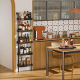 5-Tier Freestanding Wine Racks: 50 Bottles Wine Rack Shelf Wall Mounted with Fences, Wines Bottle Holder Display Shelf, Liquor Storage for Kitchen, Dining Room, Bar, Wood, 17.28''L x 7.95''W x 68.5''H Hencawima