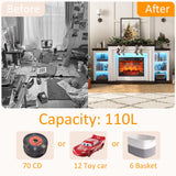 72" LED Electric Fireplace with Mantel, Fireplace TV Stand for 80 Inch TV, Entertainment Center with 23'' Red Brick Fireplace, Delicate Three-Dimensional Molding with Remote Control for Living Room BOSHIRO