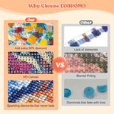 EOBROMD Diamond Art Kits for Adults Lion, DIY Flowers Diamond Art Painting Kits for Adults Beginners, 5D Full Drill Diamond Dots with Diamond Gem Art and Crafts for Home Wall Decor 12x16inch EOBROMD