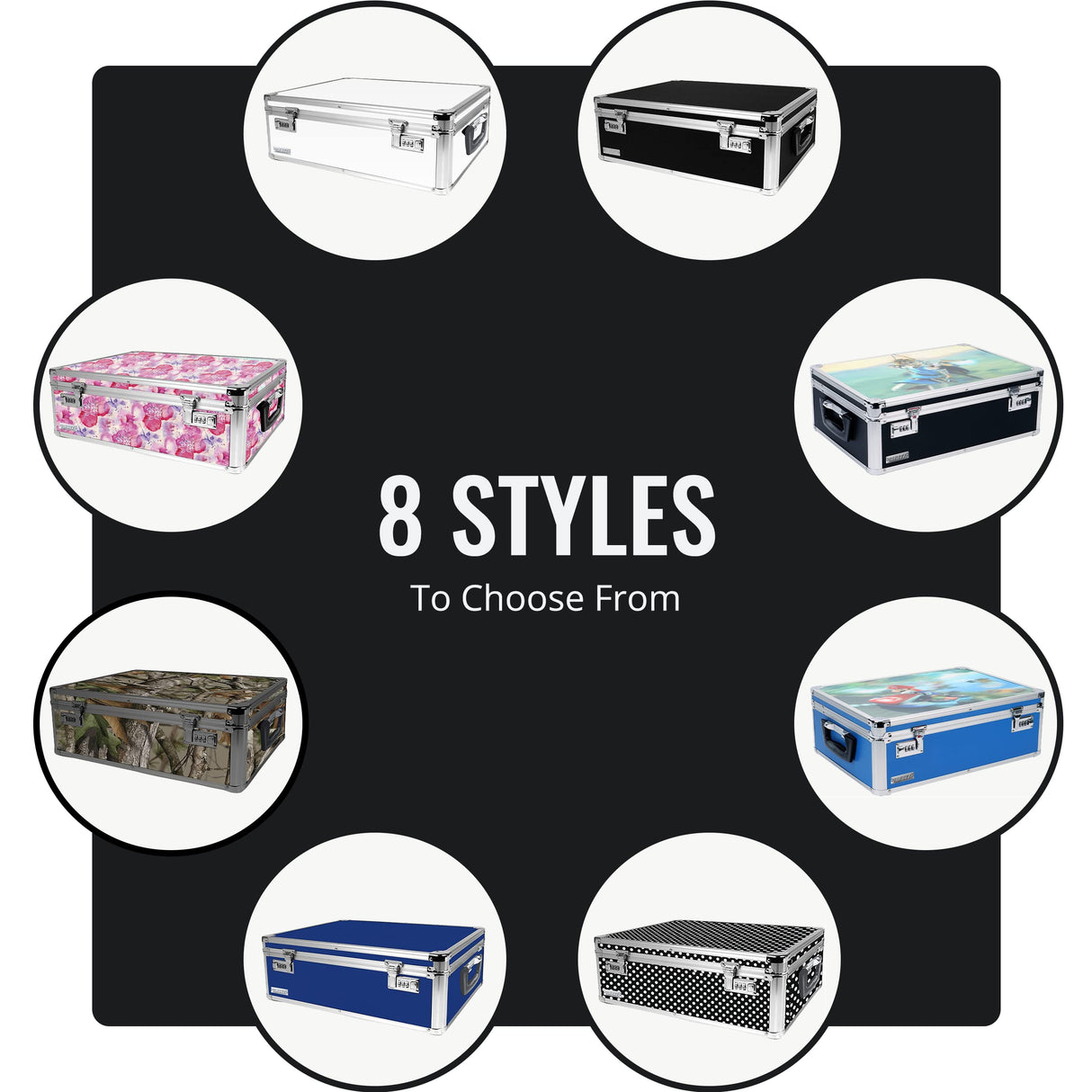 Vaultz Storage Lock Box - 6.5 x 23 x 13.5 Inch - Secure Dorm Storage Trunk with Combination Lock - Ideal Briefcase, Medicine Box, and Personal Item Lock Box - Store Cash, Laptop - Black/Silver Vaultz