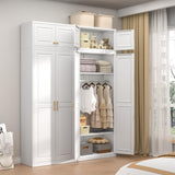 TIMELESS PIECES 86" Metal Wardrobe Cabinets,Armoire Wardrobe Closet with Hanging Rod,Clothes Storage Cabinet with Adjustable Shelves and Doors,Clothing Cabinet for Bedroom, Laundry Room,Office TIMELESS PIECES