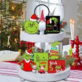 Christmas Tiered Tray Decorations - 6pcs Wooden Signs Table Centerpieces for Holiday Indoor Home Table Top Decorations AMUHUA