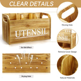 brekle Kitchen Utensil Holder Rustic Large Wooden Utensil Organizer Cooking Tools Storage (Farmhouse Wooden) brekle