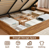 Zanmintaobo King Size Lift Up Storage Platform Bed Frame, Wood Bed Frame with Metal & Slats Support, Wooden Bed Frame Without Headboard, No Box Spring Needed, Easy Assembly, Rustic Brown Zanmintaobo