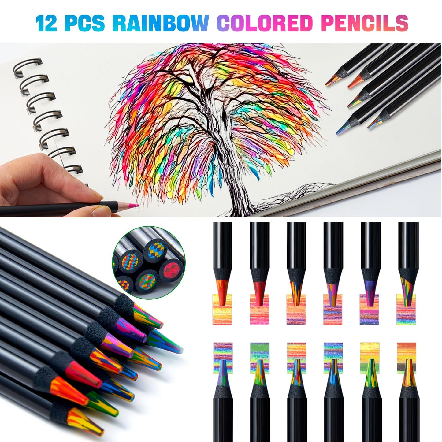 PRINA 81 Drawing Set Sketching Kit, Pro Sketch Stuff Art Supplies with Rainbow, Colored, Graphite, Watercolor, Metallic, Charcoal Pencils, Sketchbook, Coloring Book, Gift Case for Artists Adults Kids