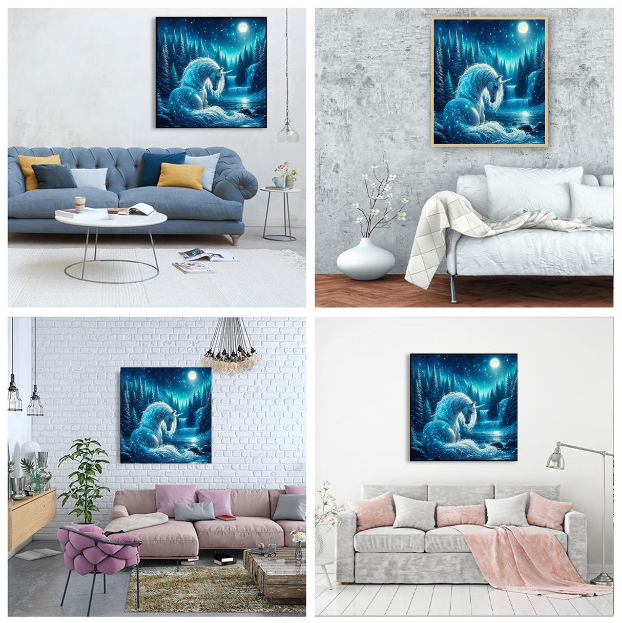 JFYHAB Animal Unicorn Diamond Art Kits for Adults,5D Forest Diamond Painting Kits for Beginner,DIY Moon Diamond Crystal Rhinestones Painting Kits for Home Wall Decor Gift 11.8 X 11.8inch JFYHAB