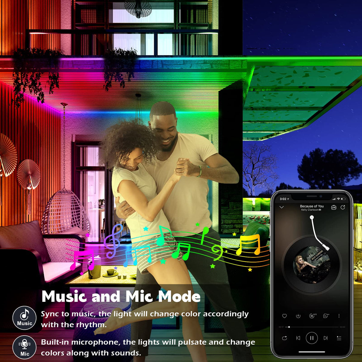 AILBTON 100ft Outdoor LED Strip Lights Waterproof,IP68 Outside Led Light Strips Waterproof with Bluetooth App Remote Control,Music Sync RGB Exterior Led Rope Lights,for Balcony,Deck,Roof,Garden,Pool AILBTON