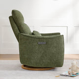 CHITA Swivel Rocker Recliner Chair, Power Nursery Glider Recliner, Nursery Rocking Chair with Adjustable Power Headrest, FSC Certified, Solid Wood Base, Moss Green CHITA