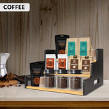 Liquor Bottle Display Shelf, 3 Step Countertop Liquor Wine Rack, Coffee Bar Station Spice Rack Organizer 3-in-1,Bar Bottle Shelves for Liquor Whiskey Wine Coffee Syrup Display, Retro Wine Rack Home smocchy