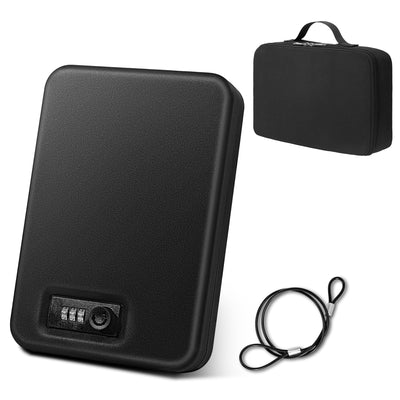 Sgorlds Portable Gun Safe for Handgun and Valuables, Pistol Safe, Gun Box for Handguns, Gun Safes with Handbag for Car, Home, Travel 9.4" x6.6" x1.8",Black