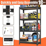 ErgoNova 4 Tier Garage Shelving Wood Storage Shelves 4000 lb Load Capacity Adjustabl Shelf Units 45.6" H*23.6" W*11.8" D Metal Shelving Suitable for Basement Warehouse Pantry,Black ErgoNova