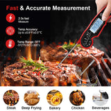 Meat Thermometer Digital for Grilling and Cooking - ANDAXIN Waterproof Ultra-Fast Instant Read Food thermometers with Backlight & Calibration for Kitchen, Deep Fry, BBQ, Grill(Red/Black), LCD ANDAXIN