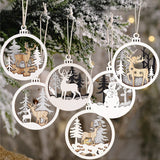 Winter Wonderland Ornaments for Christmas Tree - 6 Pack Christmas Wooden Ornaments for Winter Christmas Holiday Tree Decorations GuassLee