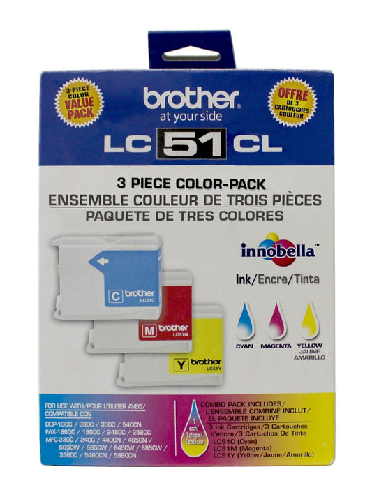 Brother Genuine Standard Yield 3 Pack Color -Ink -Cartridges, LC513PKS, Includes 1 -Cartridge Each of Cyan, Magenta & Yellow, Page Yield Up To 400 Pages/ -Cartridge, Amazon Dash Replenishment -Cartridge, LC51