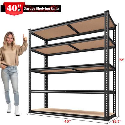 REIBII 72''H Garage Shelving 2500LBS Storage Shelves Heavy Duty Shelving 5 Tier Metal Shelves for Garage Shelves Adjustable Shelving Units and Storage for Closet Pantry Shelf, 72" H x 40" W x 20" D