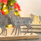 Glitzhome Christmas Reindeer Table Decoration, 12.81 Inches Metal Reindeer Decor with Wood Base, Farmhouse Galvanized Deer Decor for Home Rustic Xmas Mantle Shelf Desk Glitzhome