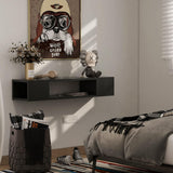 GHC Floating TV Stand, Wall Mounted Entertainment Center and Cabinet Shelf, TV Console with Storage，Media Console for DVD Player, Space-Saving Under TV Shelf for Bedroom, Living Room (Black) GHC