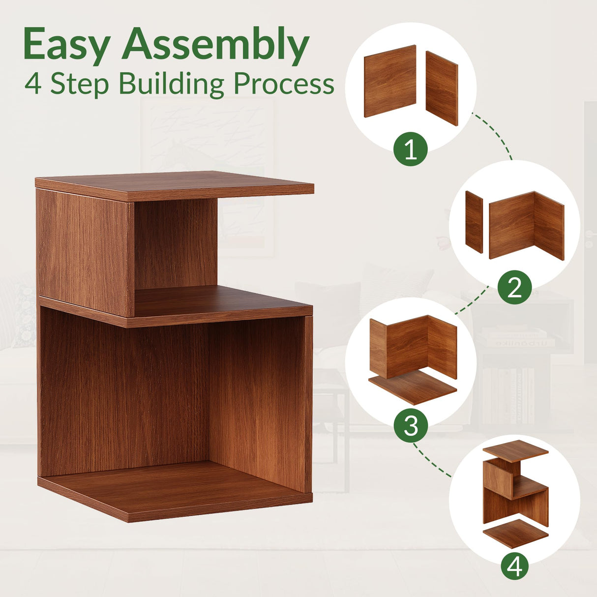 ODIKA Tokyo S Minimalist 3 Tier End Table - Minimalist 3-Tier Wood Nightstand for Small Spaces with Open Storage - Japanese-Inspired Bedside Table for Bedroom (Oak) ODIKA