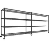 REIBII 60''W Storage Shelves 2399LBS Metal Shelving Unit with Wheels & Feet, 4 Tier Garage Shelving Heavy Duty Adjustable Wire Shelf for Pantry Kitchen Garage, 60" W x 18" D x 65.5" H, 2 Pack REIBII