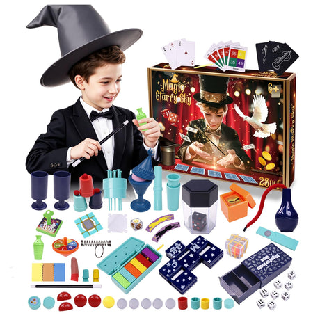 Magic Tricks Set 28 in 1 Magic Kit for Kids Age 6-8 to Perform with Step-by-Step Video Instructions for Each Trick from Professional Ages 6+ TENTAM