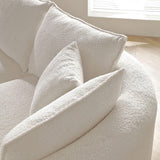 KEVINSPACE 124.8" Curved Sofa Modern Curved Couch Living Room Modular Sectional Sofa Set 4 Seat Cream Sofa Mid Century Upholstered Couch Boucle Fabric Sofa for Bedroom Apartment Right Hand Facing KEVINSPACE