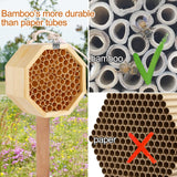 Mason Bee House - Handcrafted Natural Wooden Bee Hotel with Waterproof Wax Coating - Attracts Peaceful Pollinators, Enhances Garden Productivity NASIDE