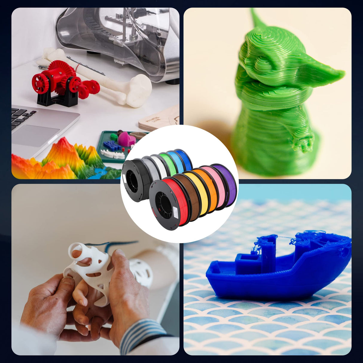 12 Pack 3D Printer Filament 1.75mm PLA 3D Printing Filament Bundle in Total 3KG, 12 Colors Dimensional Accuracy +/- 0.02 mm Widely Compatible for 3D Printing STRAWBLEAG