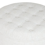 HomePop Home Decor | Upholstered Round Tufted Foot Rest Ottoman | Ottoman with Storage for Living Room & Bedroom | Decorative Home Furniture, Cream Textured Solid HomePop