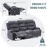 Reedvales Oversized Recliner Sofa with Heat and Massage, Big Large 3-Seater RV Recliner Couch Sofa for Living Room, Wall-Hugger Reclining Sofa with Cup Holders and USB Port (Fabric, Grey) Reedvales