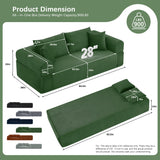 83" Modern Sofa in a Box, No Assembly Oversized 3 Seater 28" Deep Seat Cloud Sofa Bed Couch with 4 Furry Pillows & Corduroy Fabric, Boneless Couch with Side Storage Pockets for Living Room, Green Zyerch