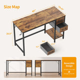 CubiCubi Computer Desk with 2 Drawers, 40 Inch Small Home Office Desk Study Writing Table, Rustic Brown CubiCubi