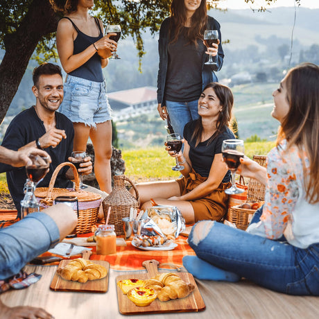 Layhit 12 Pcs Bulk Wood Acacia Cutting Board Charcuterie Board with Handle Laser Engraving Board Large Small Serving Board for Kitchen Chopping Cheese Mother's Day Wedding Housewarming Gift(3 Sizes) Layhit