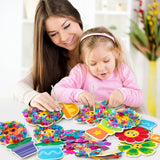 3sscha 12 Packs Spring Flower Poking Craft Kit - Mother's Day Creative DIY Foam Flower Pot Poke Fabric Art Set Make Your Own Card Party Decoration Gift School Classroom Rewards Activity Supplies 3sscha