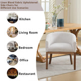 OIKIIWOO Upholstered Solid Wood Dining Chairs Set of 2,Neutral Linen Fabric Side Chair for Kitchen,Living Room,Farmhouse Round Barrel Chairs,Minimalist Accent Chairs Natural Wood Frame OIKIIWOO