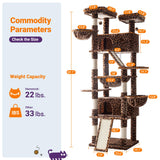 Allewie 81 Inches Tall Cat Tree/Multi-Level Large Climbing Tree House and Towers for Big Feline/Condo and Hammock/Scratching Post/Wide Base/Leopard Print Allewie
