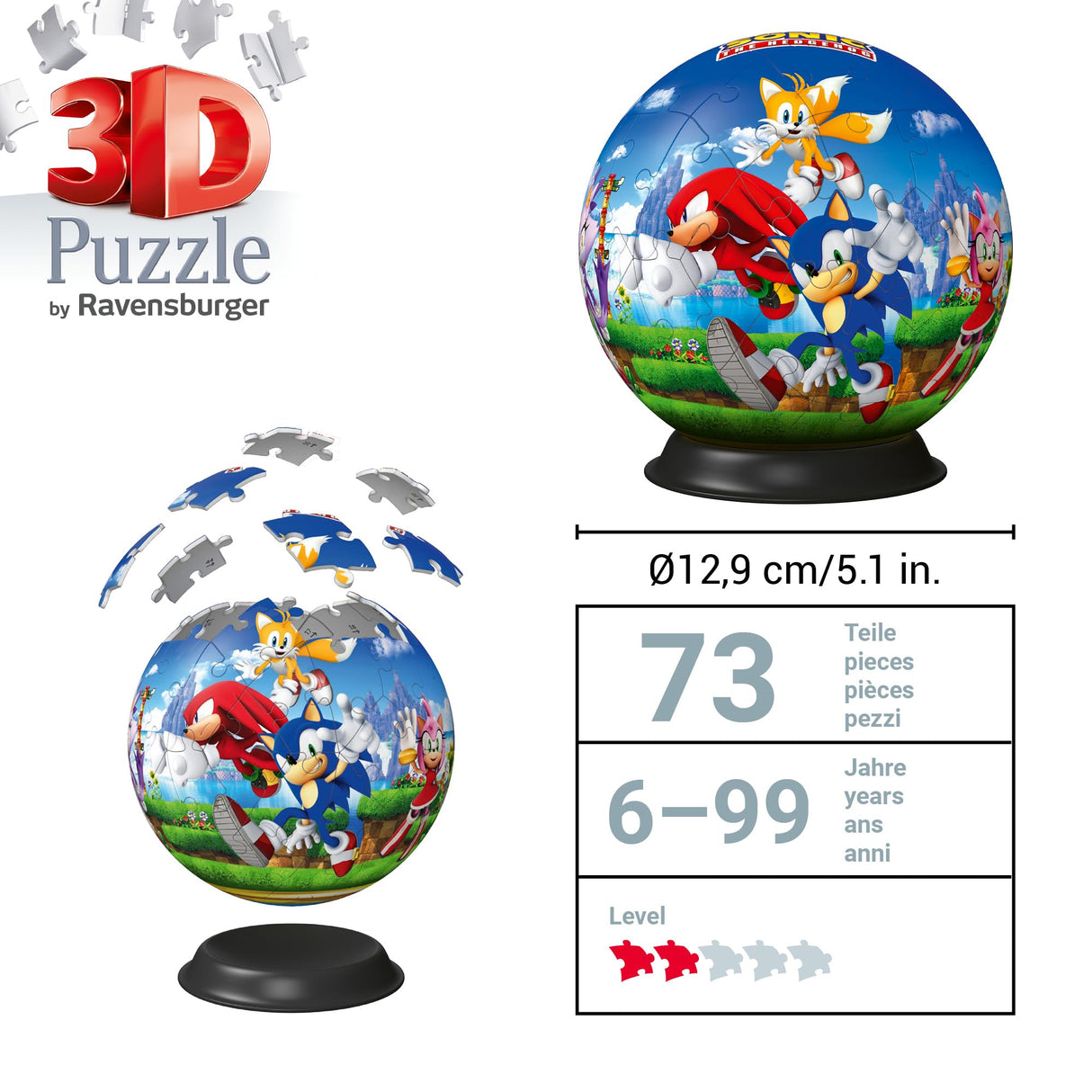 Ravensburger Sonic The Hedgehog 3D Jigsaw Puzzle Ball for Adults and Kids - 11592 - Great Gift for Any Birthday, Holiday, or Special Occasion Ravensburger