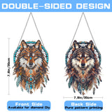 VAIIEYO Wolf Diamond Painting Hanging, Animal Diamond Painting Suncatchers Double Side Window Hanging Kit with Chain, 7.5x7.5 inch Crystal Pendant Art Craft for Gift Home Wall Front Door Decoration VAIIEYO