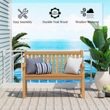 Outdoor Teak Bench, Park Bench for 2 People, Ergonomic Patio Seating, Weather-Resistant and Durable Design, Perfect for Yard, Poolside, or Porch Yardgrace