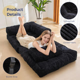 MAXYOYO Folding Sofa Bed, L-Shaped Convertible Sofa with Armrest Foldable Sleeper Bed with Pillow, Comfy Floor Lounge for Living Room Bedroom, Black MAXYOYO