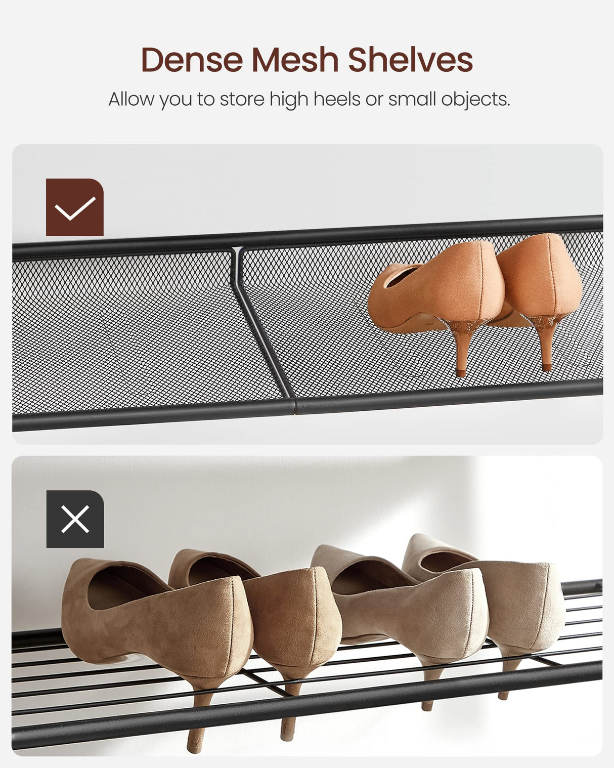 VASAGLE Shoe Rack for Entryway, 5 Tier Shoe Storage Shelves, 16-20 Pairs Shoe Organizer, with Sturdy Wooden Top and Steel Frame, Free Standing, Industrial, Rustic Brown and Ink Black ULBS038B01 VASAGLE