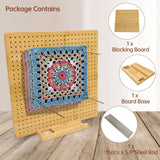 13" Crochet Square Blocking Board for Crocheting with 15 Stainless Steel Rods, Crochet Blocking Board with Pegs, Granny Square Blocking Board Gifts for Mothers, Grandmothers, Knitting Enthusiast Yikaroeli